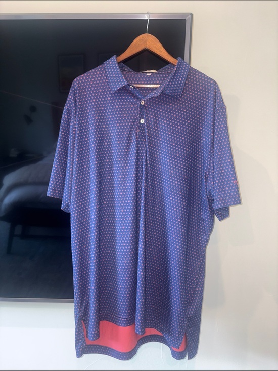 Peter Millar Other - Men's Navy Patterned Polo Shirt - Blue & Pink